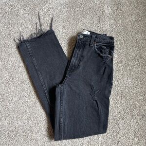 Abercrombie & Fitch The 90’s Straight Ultra High Rise Jeans Black Distressed